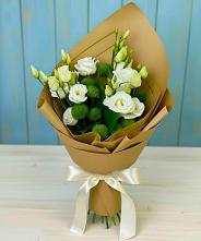 Букет цветов из:  Хризантемы и Лизиантусы #REPLACE_PRED# Верхнем Турове