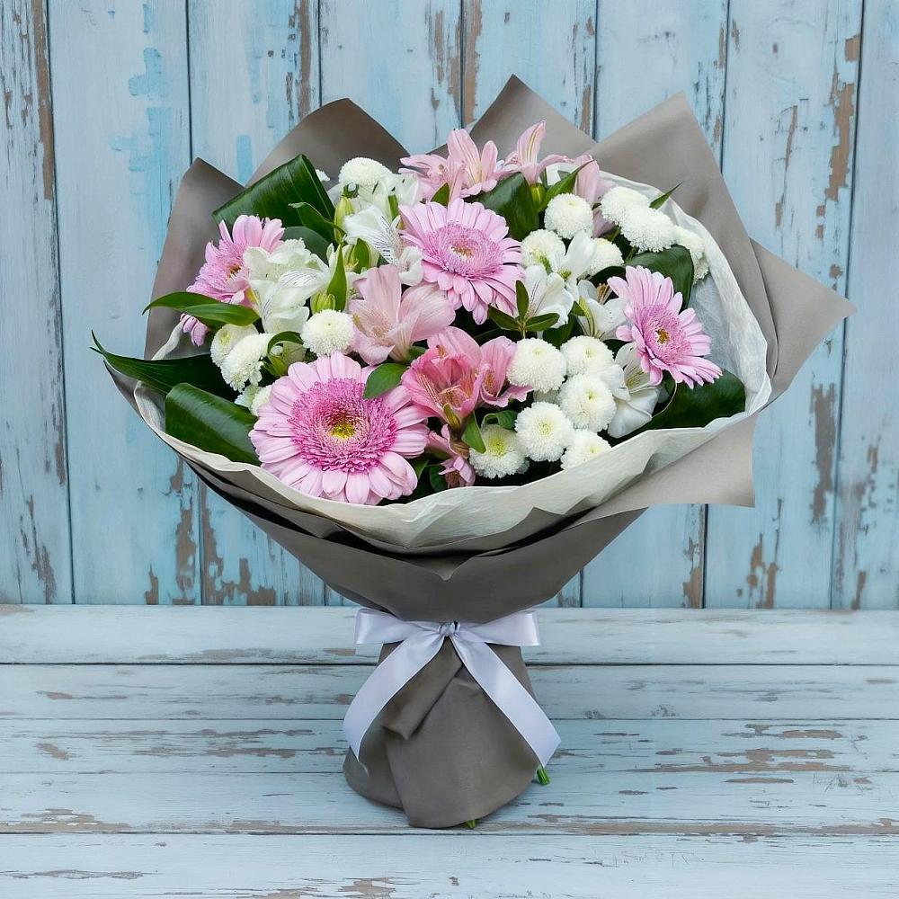 Букет цветов из: Герберы, Альстромерии и Хризантемы в Верхнем Турове