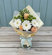 Букет цветов из:  Герберы, Розы и Хризантемы в Верхнем Турове