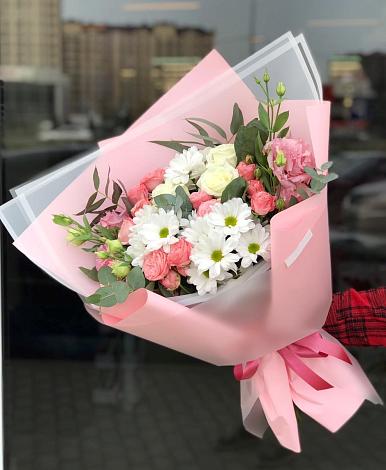 Букет цветов из: Розы, Лизиантусы и Хризантемы в Верхнем Турове